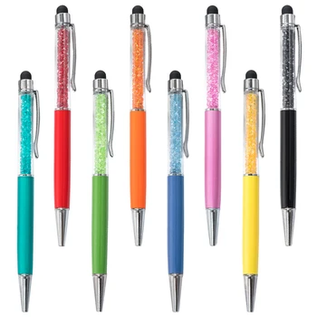 100 шт./лот DHL Бесплатная Индивидуальная шариковая ручка с кристаллами, креативный стилус, сенсорная ручка, 26 цветов, шариковая ручка для письма, канцелярские товары, продвижение