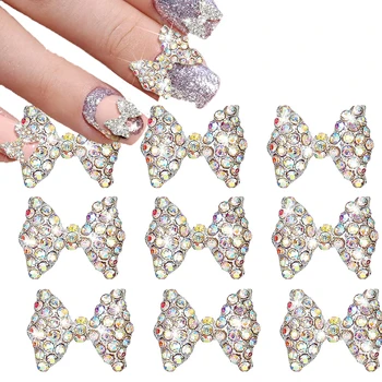 100 Штук 3D Бантики для ногтей на День Святого Валентина, Стразы, 3D Амулеты для ногтей, Амулеты для ногтей, Аксессуары для ногтей из сплава с бантом для женщин