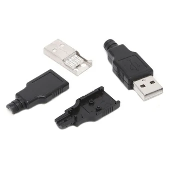 20 штук USB 2.0 Type A, 4-контактный штекерный разъем с черной пластиковой крышкой