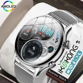 2022 Новые NFC Умные часы Мужские AMOLED 390 *390 HD Экран Всегда на дисплее Bluetooth Вызов Смарт-часы IP68 Водонепроницаемые спортивные часы