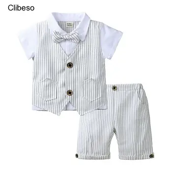 2023 Clibeso, Корейские модные вечерние костюмы для маленьких мальчиков, Комплект одежды для мальчиков с цветами для Свадеб, Детский Элегантный банкетный костюм