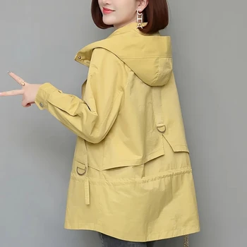 2023 Новая женская куртка-ветровка, Весенне-Осеннее повседневное пальто с капюшоном, Модная Дикая Женская одежда на молнии, Корейская Свободная Верхняя одежда