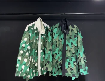 2023 Оригинальный дизайн, градиентное зеленое пальто senior sense, осенне-зимнее новое тонкое стильное пальто для пары, куртка tide