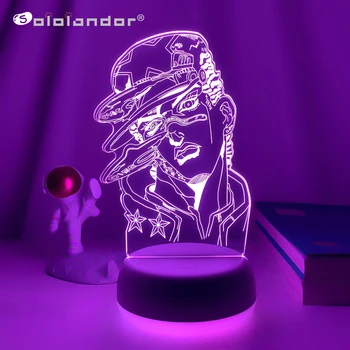 3d лампа аниме JoJo Bizarre Adventure для декора спальни, светильник, подарок на день рождения, фигурка Манги Jojo, светодиодный ночник Jotaro Kujo