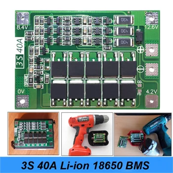 3S 40A Для Отвертки 12V Li-Ion 18650 Bms Pcm Плата защиты аккумулятора Bms Pcm С Балансом Liion Модуль аккумуляторной батареи