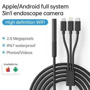 3в1 Эндоскопическая Камера IP67 Водонепроницаемая Инспекционная Камера USB автомобильный Эндоскоп Бороскоп IOS Эндоскоп Для Type-C IOS Smart Iphone
