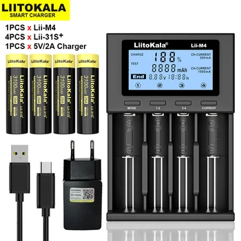 4 шт. новый аккумулятор LiitoKala Lii-31S 18650 3,7 В, литий-ионный аккумулятор 3100mA 35A для устройств с высоким расходом.+ Зарядное устройство Lii-M4 5 В 2A