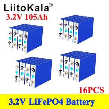 44шт LiitoKala Аккумулятор высокой емкости Глубокого цикла Lifepo4 3,2 V 105Ah для 12 В 24 В 48 В Литий-ионный Аккумулятор Аккумуляторная Батарея