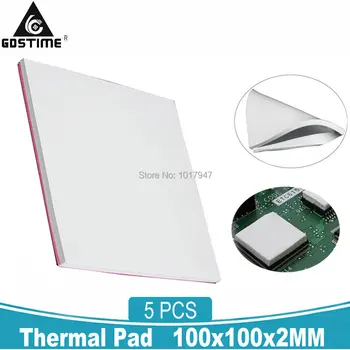 5ШТ Gdstime 100x100x2 мм Термопластичная прокладка для охлаждения радиатора GPU CPU, Проводящая силиконовая прокладка 2 мм
