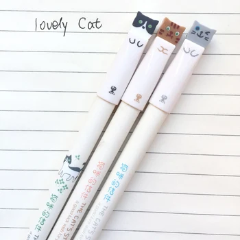 6X Гелевая ручка-роллер Cute Kawaii Lovely Cat, Школьные Канцелярские принадлежности для студентов