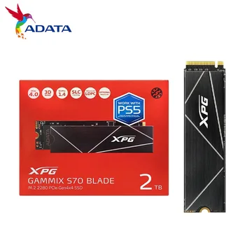 ADATA XPG Внутренний твердотельный накопитель GAMMIX S70 BLADE 2TB PCIe Gen4x4 M.2 2280 SSD радиатор для обработки 3D графики для настольных ноутбуков