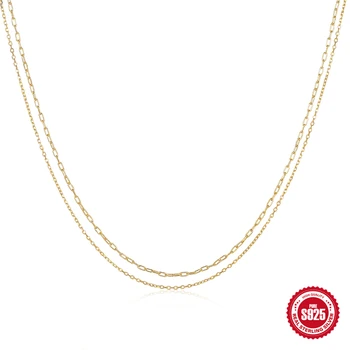AIDE Стерлинговое серебро 925 пробы Минималистичные классические двухслойные Ожерелья Наращиваемая Базовая Цепочка Шарм Ожерелье Для женщин Изысканные ювелирные изделия