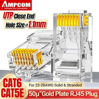 AMPCOM CAT5e/CAT6 UTP 50U RJ45 Модульный штекерный разъем 8P8C с Обжимным концом Ethernet-кабеля Ethernet-разъем