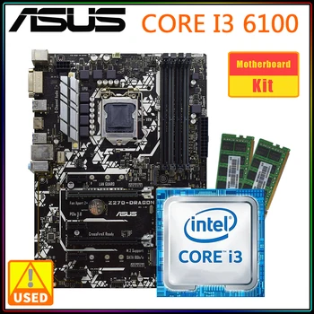 ASUS Z270-DRAGON с процессором CORE I3 6100 DDR4 8G * 2 Комплект материнской платы LGA 1151 Intel Z270 USB3.0 PCI-E X16 I5 CPU Kit Поддержка Интер