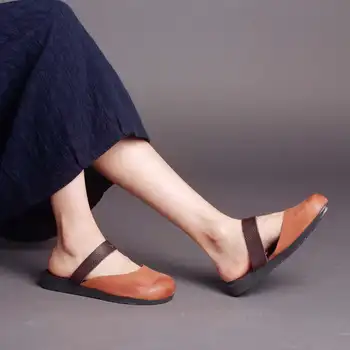 Careaymade-Женские туфли Sen из натуральной кожи ручной работы, выполненные вручную, в стиле ретро, художественные тапочки из натуральной кожи с низким каблуком и носком