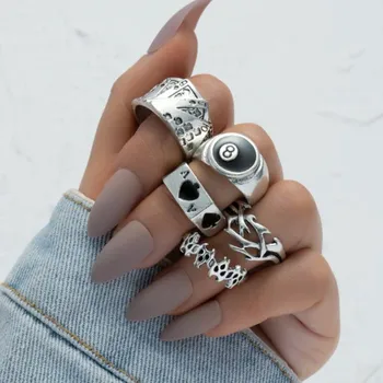 DIEZI Винтажный набор колец для суставов в стиле панк-хип-хоп, подарок для женщин и мужчин, Мода 2021, Новые кольца для пальцев серебряного цвета, ювелирные изделия для девочек