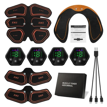 EMS Стимулятор мышц живота, тренажер для бедер, тонер с ЖК-дисплеем, USB, ABS, Фитнес-тренировки, Домашний тренажерный зал, Потеря веса, похудение