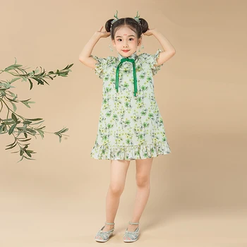 Hanfu/ Летние традиционные платья в китайском стиле, детский костюм Феи, Детские платья для народных танцев, костюм принцессы Тан HFT015