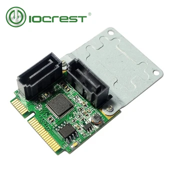 IOCREST Mini PCI Express 2 внутренних контроллера SATA III (6 Гбит /с) RAID ASM1061R 2 порта SATA 3.0 6 Гбит /с Зеленого цвета