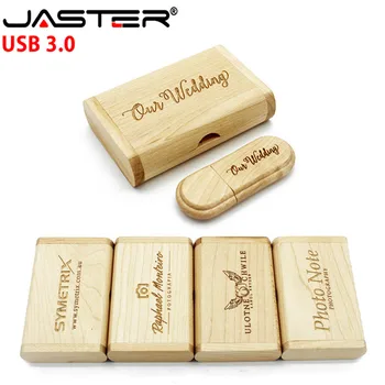 JASTER USB 3,0 высокоскоростной логотип клиента Деревянный USB флэш-накопитель из кленового дерева + коробка флешка 4 ГБ 8 ГБ 16 ГБ 32 ГБ memory stick подарки
