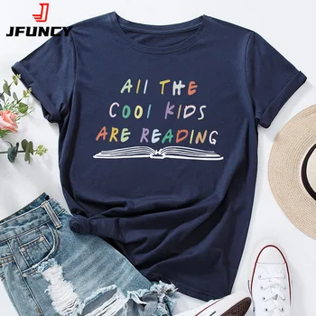 JFUNCY/ Женская футболка оверсайз, Женская одежда, Женский топ, графическая футболка, Женская одежда, Летняя хлопковая футболка с коротким рукавом
