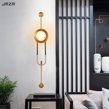 JMMZ Современный простой настенный светильник, дизайнерское украшение для гостиной отеля, длинный светильник для спальни, роскошный настенный светильник из облачного камня