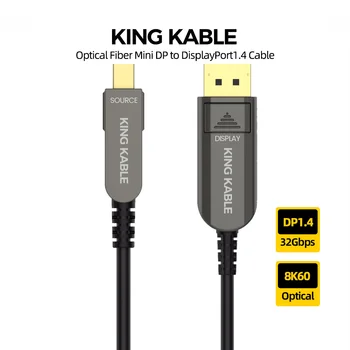 KING KABLE Оптоволоконный кабель Mini DP-DP1.4 Съемный шнур DisplayPort1.4 8K60 4K144 Для NVIDIA AMD LG SAMSUNG DELLMonitor