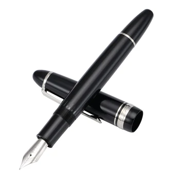 MAJOHN P136 Смоляная Поршневая Черная Авторучка EF/F/M/С плоским наконечником, Пишущая ручка, 20 Чернильных Окон для Делового Офиса, Школы