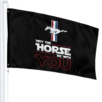 Mustang Да пребудет с тобой Лошадь, хлопок, мода в западном стиле, аниме, креативный дизайн, однотонный, обычный, новейший флаг