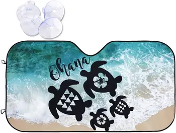 Ocean Aloha Turtle Beach Солнцезащитный козырек на лобовое стекло автомобиля Солнцезащитный козырек на переднее стекло Блокирует ультрафиолетовые лучи, сохраняя прохладу вашего автомобиля