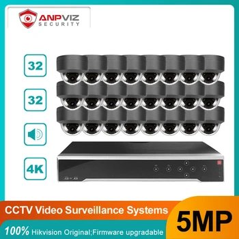 OEM 32CH 4K NVR Комплект системы безопасности Anpviz 5MP POE Для внутреннего/Наружного IP CCTV Комплект камер видеонаблюдения IP66 H.265