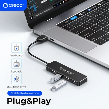ORICO Mini USB HUB Мульти 4 порта высокоскоростной USB2.0 разветвитель портативный OTG адаптер для компьютера iMac, ноутбука, планшета, аксессуаров
