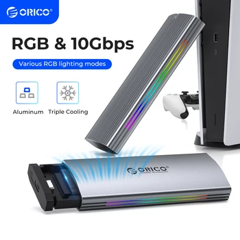 ORICO RGB 10 Гбит/с M2 NVMe SSD Корпус Алюминиевый USB3.1 Gen2 Чехол для твердотельного накопителя M Key M & B Key для геймерского редактирования видео