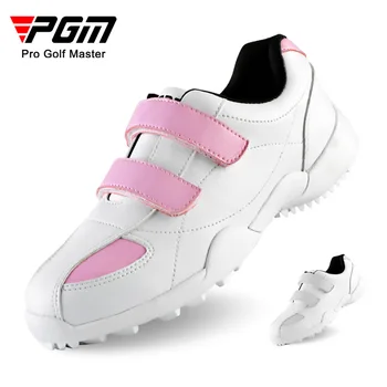 PGM, детская обувь для гольфа для девочек, обувь для мальчиков, Спортивная обувь на липучке, Противоскользящая Кожаная сетка, Уличные детские кроссовки XZ007