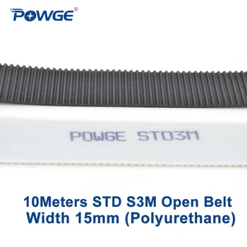 POWGE 10 метров PU Arc STS STD S3M Открытый ремень ГРМ S3M-15 мм Ширина 15 мм Полиуретановая сталь 15STD3M Синхронный ремень с лазерным ЧПУ
