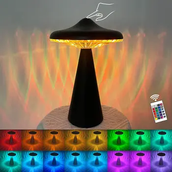 RGB UFO Night Light СВЕТОДИОДНАЯ Грибовидная лампа Атмосферный Свет Сенсорная Прикроватная Тумбочка для Спальни Декоративная USB-Перезаряжаемая Настольная лампа с затемнением