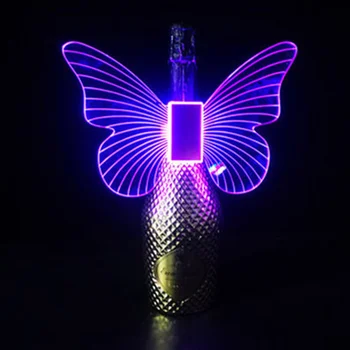 RGB Цветной светодиодный Стробоскопический жезл, Светящиеся Крылья Бабочки, Лампы, Шампанское, Бенгальский огонь, Вспышка, Флешка, Топпер для бутылок