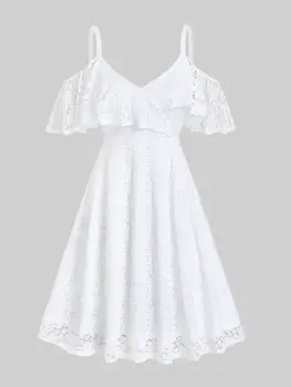 ROSEGAL/ Женские платья на тонких бретельках размера плюс, Белое Кружевное платье с открытыми плечами, без рукавов Длиной до колен, платье для подружки невесты, вечернее платье