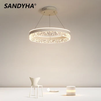 SANDYHA Современный минималистичный дизайн, Люстра, Роскошное кольцо, светодиодный подвесной светильник для спальни, гостиной, домашнего декора, Светильники для помещений, Лампа