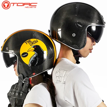 TORC ретро карбоновый полушлем из углеродного волокна, шлем для мужчин и женщин, четырехсезонный универсальный мотоциклетный легкий защитный шлем