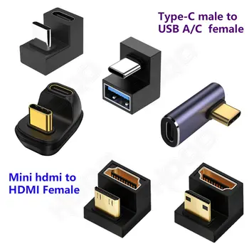 U-образный адаптер, совместимый с USB-C и HDMI, для портативного монитора stab Z16P подходит для p16k. 360-градусный конвертер Mini HDMI Male-HDMI