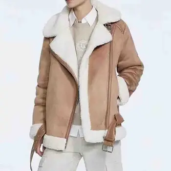 Y2K новое пальто с отворотом в стиле ретро, осенне-зимняя новая женская одежда, украшение с поясом, имитация меха, интегрированное пальто с отворотом