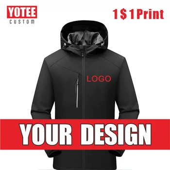 YOTEE 21; Новая зимняя мужская куртка с логотипом на заказ из плотного бархата; Теплая Повседневная куртка с капюшоном для альпинизма; Ветрозащитное пальто