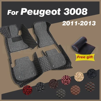 Автомобильные коврики для Peugeot 3008 2011 2012 2013 автомобильные подушечки для ног на заказ, аксессуары для интерьера, детали для украшения