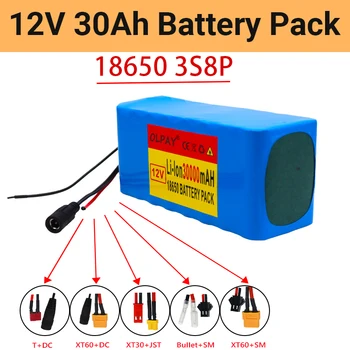 Аккумуляторная литий-ионная Портативная батарея 3S8P 12V 30Ah 12,6 В Высокого качества
