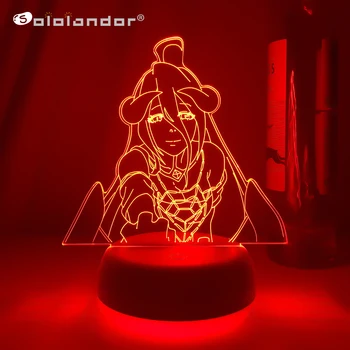 Аниме Overlord Светодиодный светильник для декора спальни, ночник для детей, подарок детям на День рождения, Манга Overlord Albedo 3d Прикроватная лампа