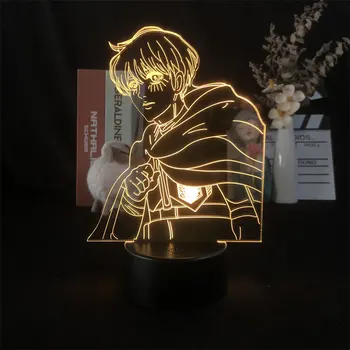 Аниме Лампа Attack on Titan 4 Фигурка Армина Арлерта для Декора Спальни Ночник Детский Подарок на День Рождения Shingeki No Kyojin 3d Light