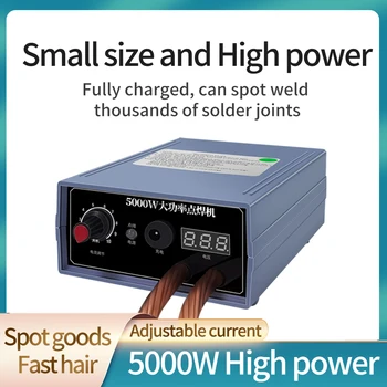 Аппарат точечной сварки мощностью 5000 Вт, портативный аппарат для точечной сварки мощностью 0-800A, регулируемый по току для батареи 18650