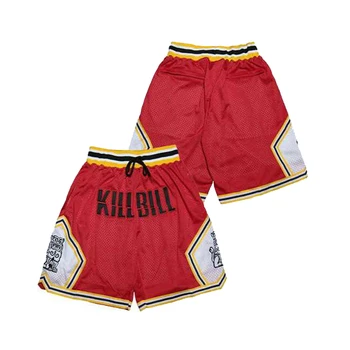 Баскетбольные шорты KILL BILL BLOOD С четырьмя карманами Для шитья и вышивки, Высококачественные спортивные шорты на открытом воздухе, Пляжные брюки, Красный, желтый, Новинка