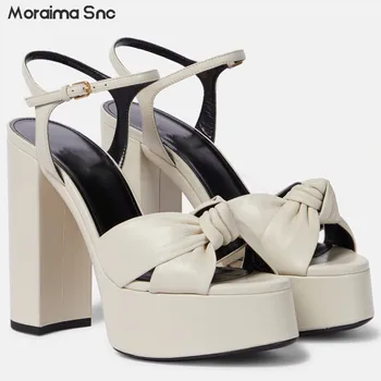 Белые парусиновые босоножки на платформе с открытым носком, круглый носок, массивный каблук, классическая женская обувь с пряжкой на щиколотке, модная обувь для вечеринок